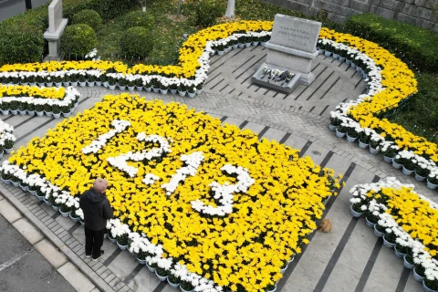 南京大屠杀国家公祭日：鲜花悼念遇难同胞